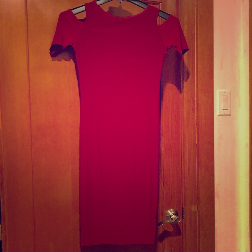 Sexy Red Cold Shoulder Dress.